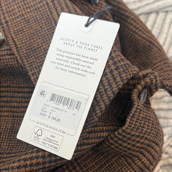 Scotch & Soda Brown Plaid Men's Shirt Jacket - Picture 9 of 9